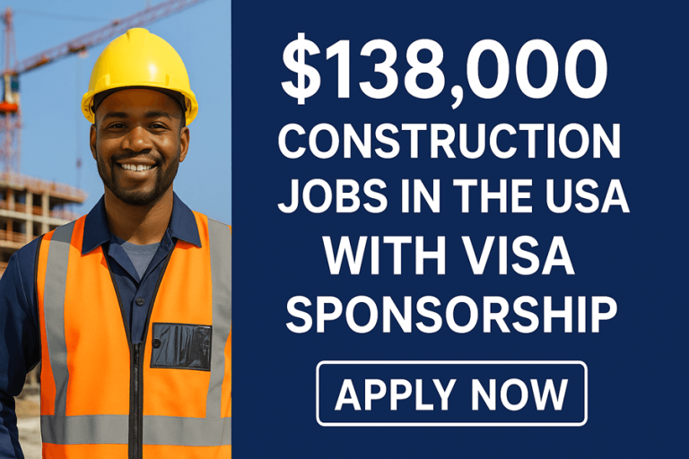 $138,000 Construction Jobs in the USA with Visa Sponsorship โ Apply Now